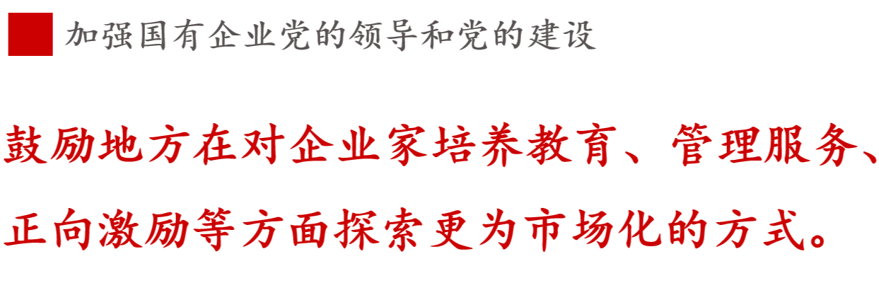 鼓勵地方在對企業(yè)家培養(yǎng)教育、管理服務(wù)、正向激勵等方面探索更為市場化的方式